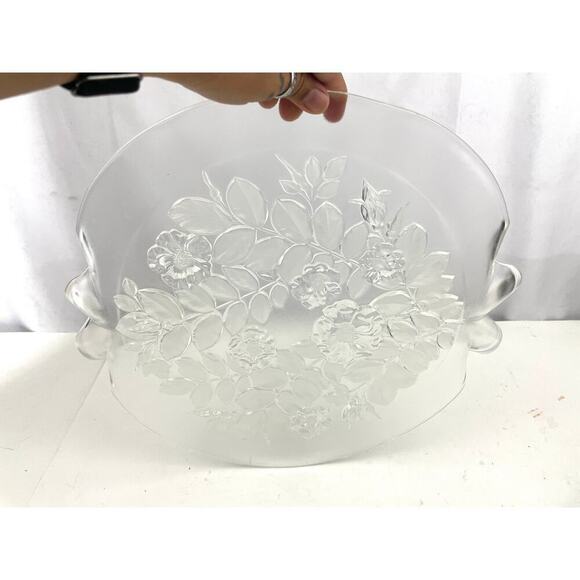 Mikasa Crystal Bianca Cake Frosted Glass Platter Flowers 14” Ruffle Edge - Picture 11 of 16